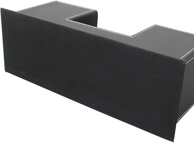 KINGFOM Office Supplies Desk Organizer PU Leather Storage Box 4 Divided Compartments for Pen Business Card Remote Control Mobile Phone Cosmetics Collection Holder (Black)