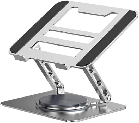 Adjustable Laptop Stand with 360° Rotating Base, Ergonomic Foldable Design, Compatible with MacBook Pro Air and Laptops 10-16 Inches (Black, Conventional)