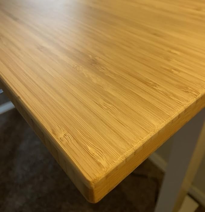 FLEXISPOT Bamboo Electric Standing Desk with Elegant Oval Legs & Curved Desktop, 48"x24" Height Adjustable Desk for Home Office & Living Spaces, White Frame