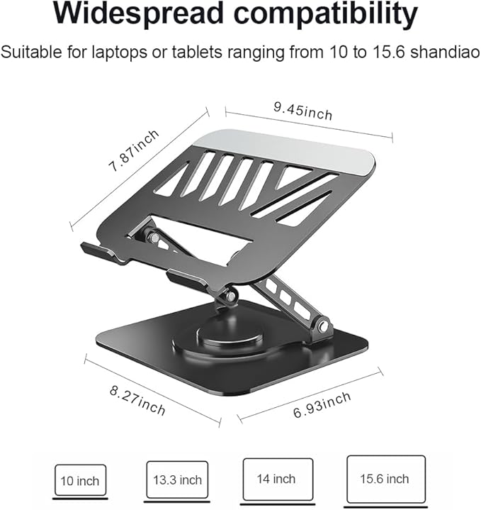 Adjustable Laptop Stand for Desk, Dual Foldable Computer Riser with Heat-Vent, Ergonomic Sit to Notebook Holder Convertor, Compatible with All 10-16" Laptops, Tablets, Black