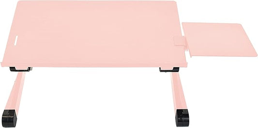 Uncaged Ergonomics WorkEZ Adjustable Laptop Stand for Desk, Laptop Stand Adjustable Height, Foldable Aluminum Cooling Computer Holder & Riser for Desk Bed, Pink