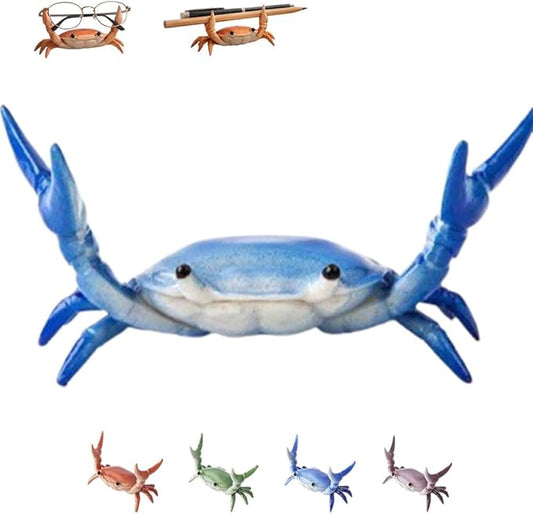 Desk Crab Pen Holder, Funny Weightlifting Crab Pencil Holder, Realistic Crab Shaped Spoon Holders & Pen Stand, Cute Desk Decor, Creative Penholders Office Desk Accessories Organizer (Blue)