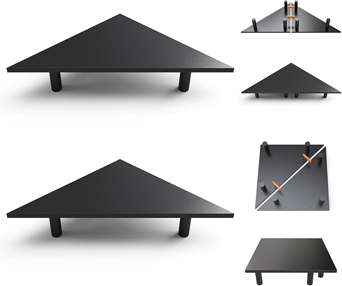 2 Pack White Corner Monitor Stand, Triangle/Square Adjustable Height Riser, 27-inch Universal Desktop Shelf for Computer, Laptop, PC, iMac, Printer (Black)