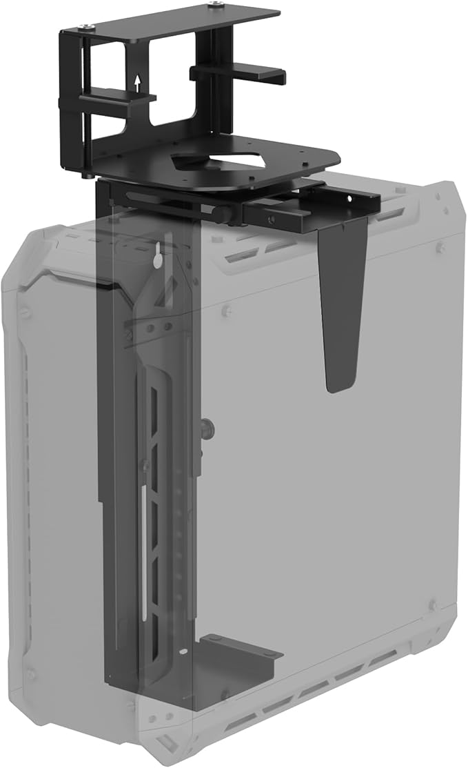 Suptek Clamp-on Desk or Desk Leg PC Mount,Adjustable Height and Width,CPU Under Desk Table Beam PC Mount Bracket Computer Tower Wall and Under Counter Holder