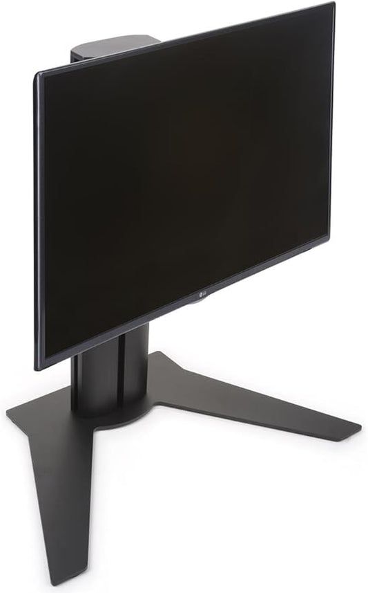 Displays2go Black Monitor Stands for Desktop, Metal, Aluminum, Plastic, MDF, Counter Mounted – Black (TBLMM32S)