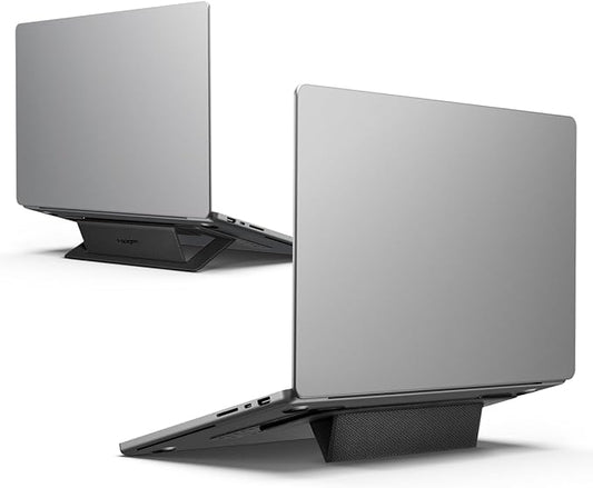 Spigen Slim Fold Adhesive Laptop Stand Foldable Portable Dual Ergonomic Angle Adjustment Lift Anti-Slip Compatible with MacBook Pro, MacBook Air 11"-16" and More - Black (LD201-S1)