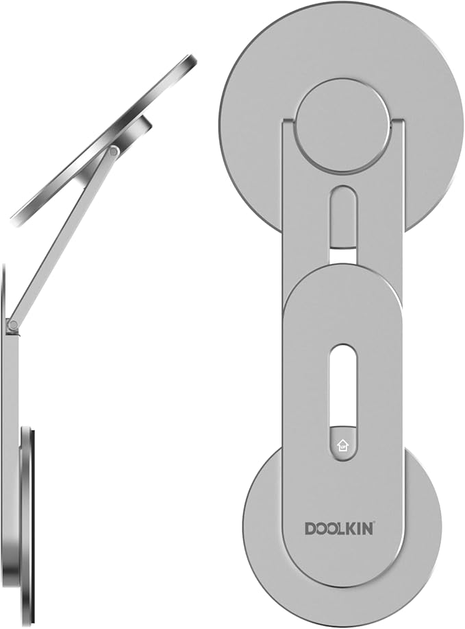 Doolkin® Pizo Mount 2, Laptop Phone Holder, Adjustable Laptop Stand, Foldable Laptop Side Mount Clip, Slim Portable Smartphone Stand, Computer Monitor Expansion Bracket, Magnetic Phone Mount