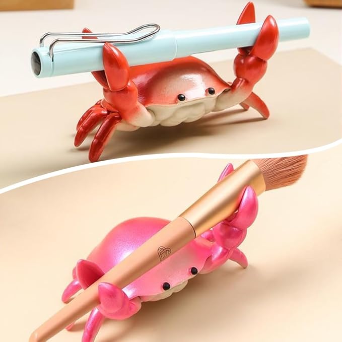 4-pack Desk Crab Pen Holder, Creative Crab Pen Holder, Metal Weightlifting Crabs Penholder Bracket Storage, Desk Pen Stand for Office Desk Display Decorations, Unique Gift Idea (4Pcs Blue)