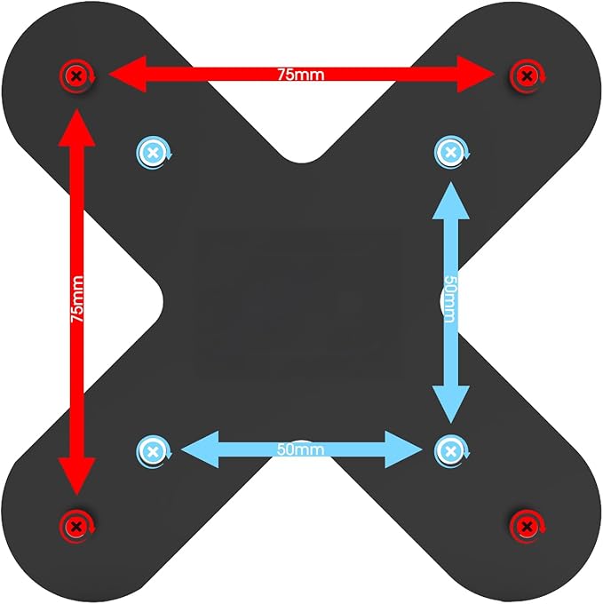 Kado Wall/Arm Mount Adapter Bracket Plate, 50x50mm to 75x75mm Mounting Pattern Converter Universal for Monitors, TVs, Mini PCs and Sceptre Displays