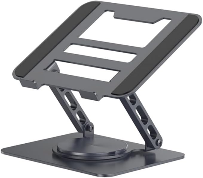 Adjustable Laptop Stand with 360° Rotating Base, Ergonomic Foldable Design, Compatible with MacBook Pro Air and Laptops 10-16 Inches (Black, Premium Version)