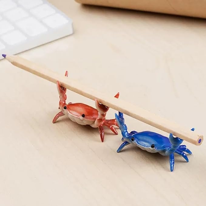2-Pack Crab Pen Holder for Desk, Weightlifting Crabs Desk Pen Organizer, Cute Pencil Holder Desktop Organizer Storage Accessories, Funny Desk Decor for School, Home, Office Supplies (2PCS-Purple)