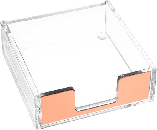 Gold Sticky Note Holder, Clear Acrylic Note Pad Holders Sticky Notes Dispenser Memo Dispenser Case for Desk Office School Aesthetic Supplies Accessories (Rose Gold)