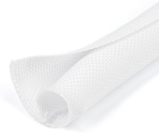 2 inch Split Braided Cable Management Sleeve for USB Cable Power Cord Audio Video Cable, Wire Loom Cord Protector from Cat Dog Chewing (White, 10FT)