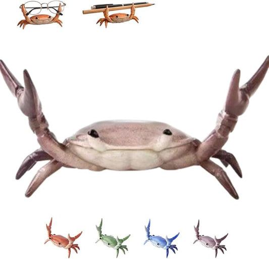 Desk Crab Pen Holder, Funny Weightlifting Crab Pencil Holder, Realistic Crab Shaped Spoon Holders & Pen Stand, Cute Desk Decor, Creative Penholders Office Desk Accessories Organizer (Purple)