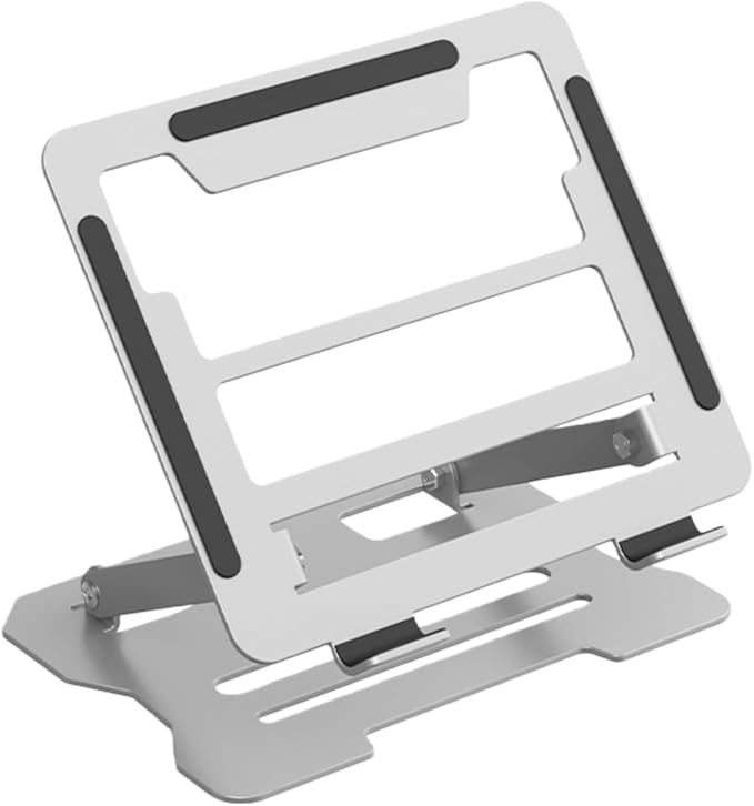 Adjustable Laptop Stand with 360° Rotating Base, Ergonomic Foldable Design, Compatible with MacBook Pro Air and Laptops 10-16 Inches (Silver, Upgraded Version)