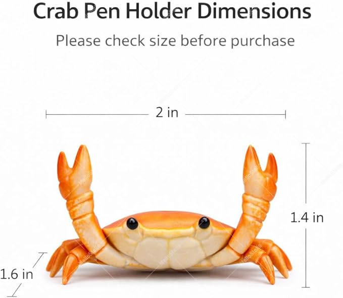 Desk Crab Pen Holder, Funny Weightlifting Crab Pencil Holder, Realistic Crab Shaped Spoon Holders & Pen Stand, Cute Desk Decor, Creative Penholders Office Desk Accessories Organizer (Red)
