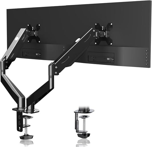 Dual Monitor Arm 32inch, Dual Monitor Mount, Monitor Desk Mount, Dual Monitor Stand Vesa Bracket, Monitor Stands for 17-32inch & 22lbs Monitors VESA Mount Computer Monitor Arm, Double Gas Spring Arm