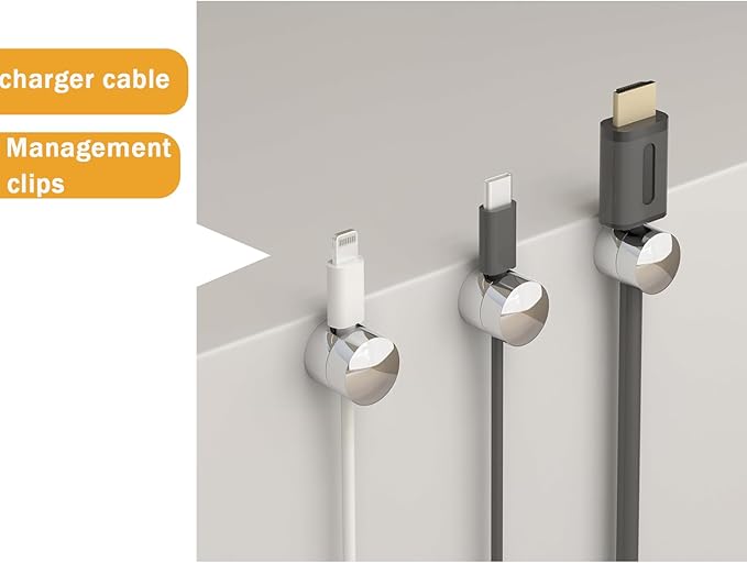 3 Sets Charger Cord Holder, Silver Metal Adhesive Cable Management Clips,Adjustable Cable Anchor Holders,Wire Organizer for Desk, Wall, Home, Office