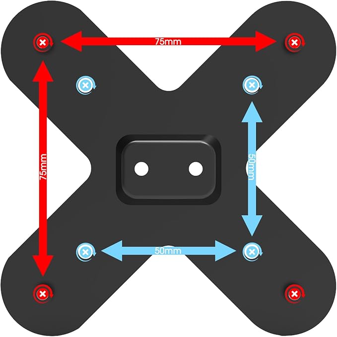 Kado Wall Mount Arm Mount 50x50mm to 75x75mm Adapter Bracket Plate, Mounting Pattern Converter Universal for Monitors, TVs, Mini PCs and Sceptre Displays