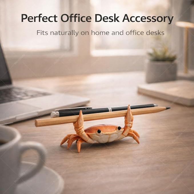 Desk Crab Pen Holder, Funny Weightlifting Crab Pencil Holder, Realistic Crab Shaped Spoon Holders & Pen Stand, Cute Desk Decor, Creative Penholders Office Desk Accessories Organizer (Red)