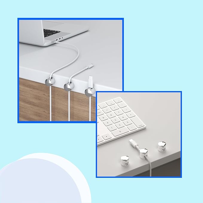 3 Sets Charger Cord Holder, Silver Metal Adhesive Cable Management Clips,Adjustable Cable Anchor Holders,Wire Organizer for Desk, Wall, Home, Office