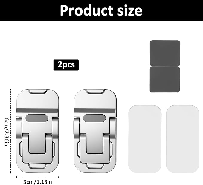2 Pcs Laptop Legs Zinc Alloy Mini Foldable Laptop Stand Self-Adhesive Laptops Stands with 2 Adjustable Angles Invisible Computer Keyboard Stand Portable Keyboard Riser for Desk Most Keyboards (Silver)