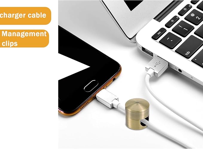 3 Sets Charger Cord Holder,Antique Copper Color Metal Adhesive Cable Management Clips,Adjustable Cable Anchor Holders,Wire Organizer for Desk, Wall, Home, Office