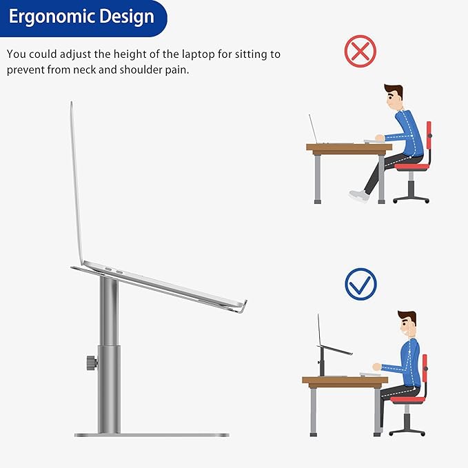 BESIGN LSX6N Laptop Stand, Ergonomic Adjustable Notebook Stand, Riser Holder Computer Stand Compatible with Air, Pro, Dell, HP, Lenovo More 10-15.6" Laptops, Gray