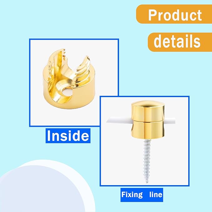 6 Sets Charger Cord Holder, Gold Metal Adhesive Cable Management Clips,Adjustable Cable Anchor Holders,Wire Organizer for Desk, Wall, Home, Office