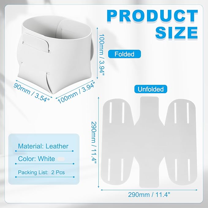 PATIKIL 2Pack Leather Desk Organizer, Leather Pencil Pen Holder Jewelry Valet Tray Hair Accessories Organizer for Bedroom Drawer Office Key Wallet Watch Pen Pencil Glasses, White