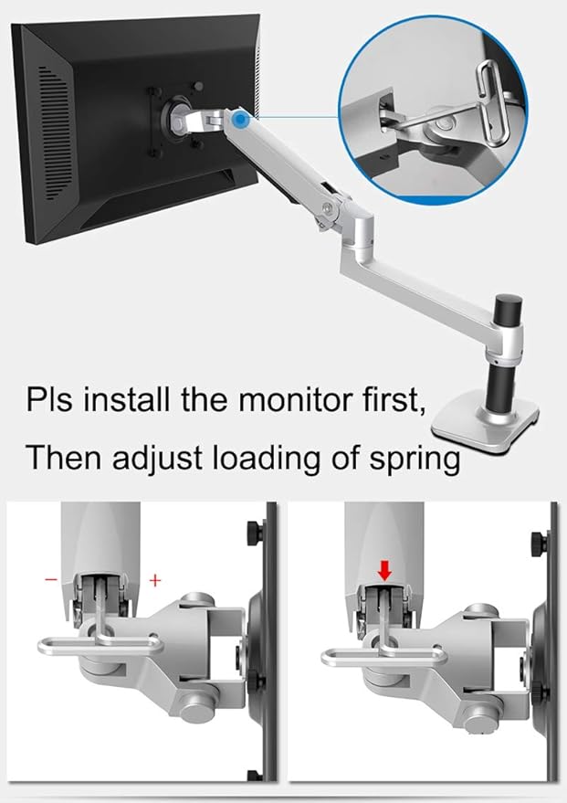 XSJ8012WT Aluminum Alloy Mechanical Spring Arm Wall Mount Laptop Holder Full Motion Laptop Mount Arm Monitor Stand (Black)