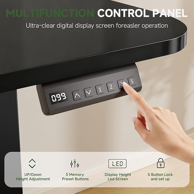 GTRACING Electric Standing Desk with Drawers, 55 x 24 Inches Height Adjustable Computer Desk with Monitor Stand, Laptop Stand, Sit Stand up Desk with Memory Preset for Home, Office, Black