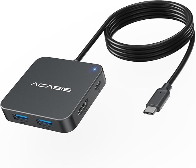 USB C Hub Long Cable 4FT 10Gbps, Multiport Adapter with 4K 60Hz HDMI, 100W Power Delivery, 3 USB A3.1+1 USB-C 3.1 Data Port, USB C to HDMI Adapter for MacBook, Dell, Lenovo, Surface, iPad PRO