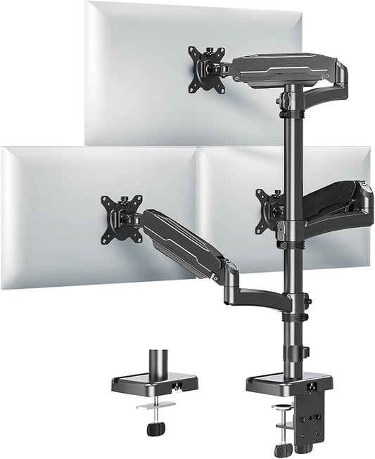 MOUNT PRO Triple Monitor Mount for Max 32" Computer Screen, Adjustable 3 Monitor Desk Mount, up to 19.8lbs Each, Three Display Arm with Tilt Swivel Rotation, VESA Mount 75x75/100x100mm