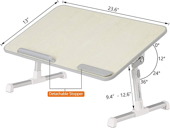 Amazon Basics Adjustable Tray Table Lap Desk Fits up to 17-Inch Laptop, Large, 13"x24", Cream