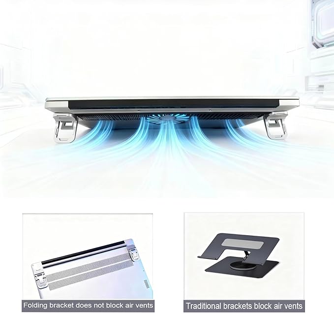 2PCS Laptop Stand, Portable Laptop Cooling Pad, Foldable Metal Keyboard Stand, Mini Keyboard Pillar (Silver,Two Gears)