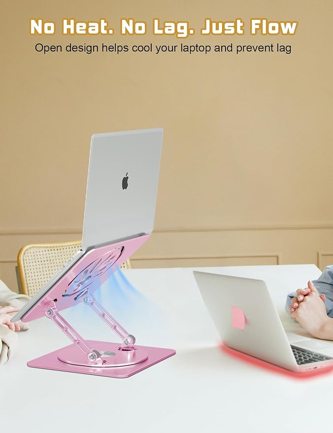 Adjustable Laptop Stand for Desk-360° Rotating Foldable Laptop Holder Ergonomic Laptop Riser for MacBook Pro/Air Dell HP Lenovo Notebook up to 16",Pink