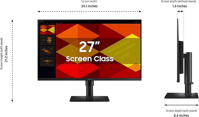 Samsung 27” (S40GD) Borderless Business Monitor with IPS Panel, 100Hz Refresh Rate, Eye Saver Mode, Ergonomic Design, Game Picture Mode, LS27D402GANXGO, 3 Yr Warranty
