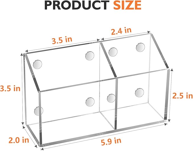 Ameceres Magnetic Pen Holder Classroom Organization Acrylic Marker Holder for Whiteboard Refrigerator Locker Accessories Pencil Dry Erase Marker Basket (2 Compartments * 1)