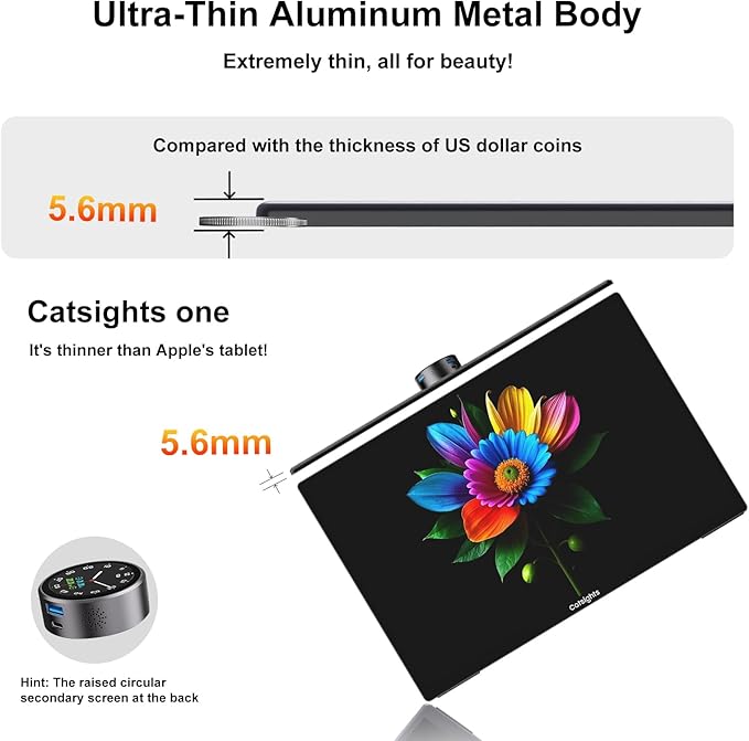 Portable Monitor Touchscreen for Mac 13.3" 2.5K Touch Screen Monitor with Protective Sleeve, USB-C Plug & Play 1500:1 0.22" Ultra-Thin Laptop Screen Extender for Mac Laptop PC Switch