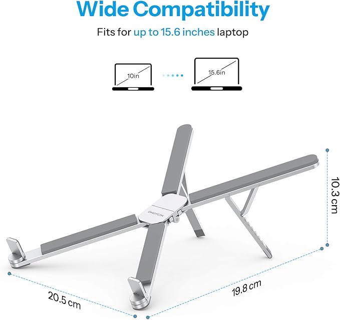 OMOTON Foldable & Portable Laptop Stand for Desk, [Ultra Lightweight] Tablet Stand for Desk and Travel, 6 Level Height Ergonomic Aluminum Computer Holder for 10-16" Laptops