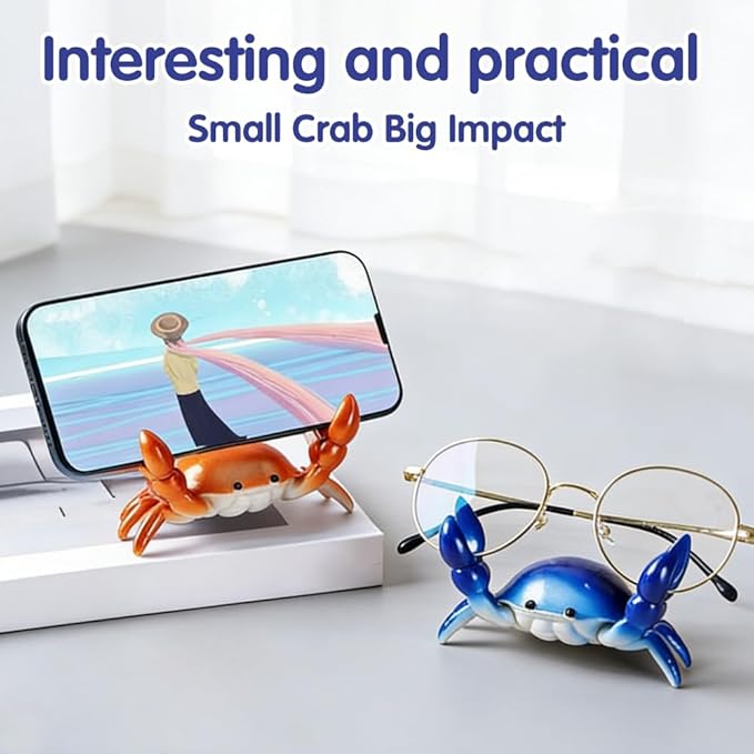 2-pack Desk Crab Pen Holder, Creative Crab Pen Holder, Metal Weightlifting Crabs Penholder Bracket Storage, Desk Pen Stand for Office Desk Display Decorations, Unique Gift Idea (2Pcs Orange)