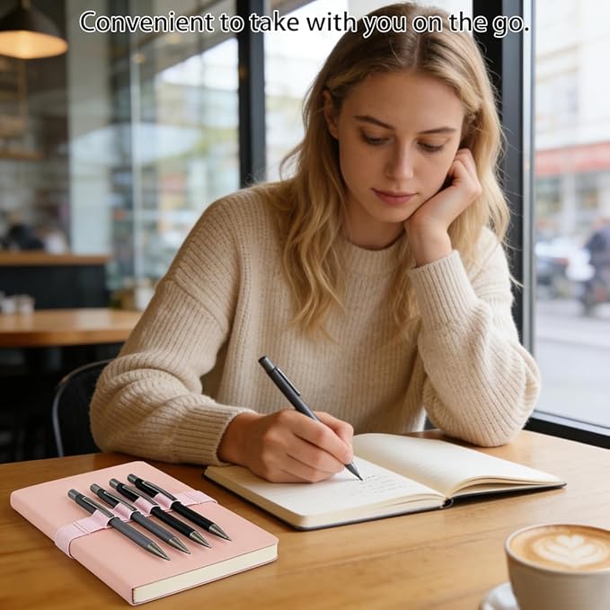 4-Pack Pen Loop Holder, Elastic Pen Loops for Notebook, Journaling, Office, Stretchable Pencil Organizer, Anti-Loss Desk Accessories (Pink)