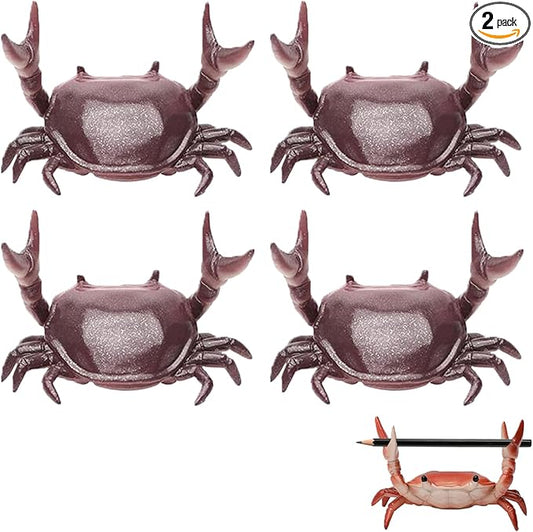 2-Pack Crab Pen Holder for Desk, Weightlifting Crabs Desk Pen Organizer, Cute Pencil Holder Desktop Organizer Storage Accessories, Funny Desk Decor for School, Home, Office Supplies (4PCS-Purple)