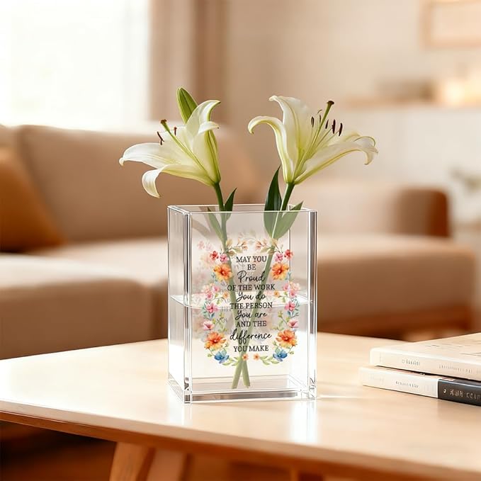 Be Proud Of The Work Acrylic Cosmetic Organizer Pen Holder, Funny Acrylic Desk Holder Cup for Pen Pencil, Inspirational Office Gifts for Coworker, Thank You Gifts for Women Leader boss Staff