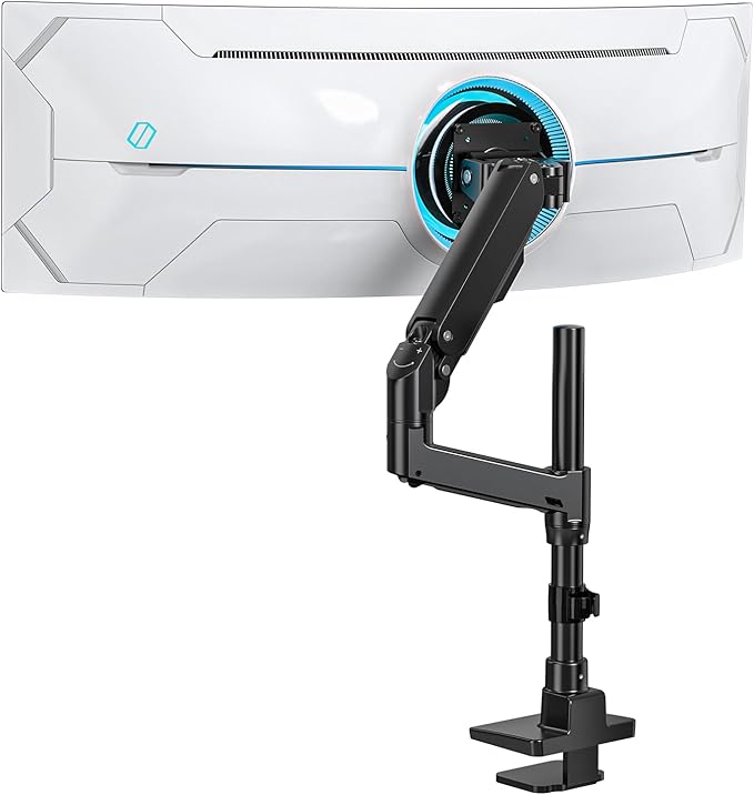 BEWISER Heavy Duty Monitor Arm for 34-57 inches Screens,Weight Capacity Up to 44 lbs,Full Motion Height Swivel Adjustable Ultrawide Monitor Arm (Black)