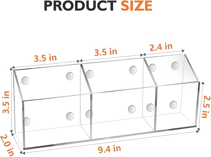 Ameceres Magnetic Pen Holder Classroom Organization Acrylic Marker Holder for Whiteboard Refrigerator Locker Accessories Pencil Dry Erase Marker Basket (3 Compartments * 1)