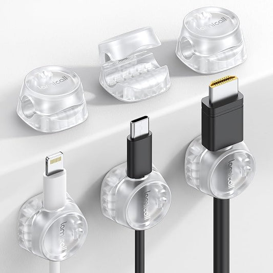 6Pack Cord Organizer, Office Desk Accessories - Lamicall Clear Cable Management Clips, Home Workspace Chritsmas Organization Accessories, Nightstand Desk Decor, Dorm Room Desktop Gadget Essentials