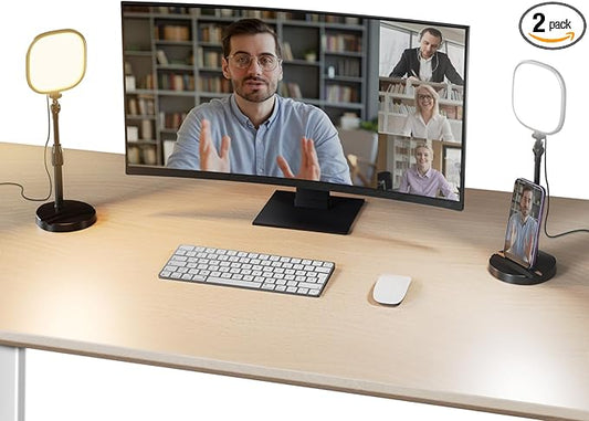 NEEWER Basics 2 Pack 5" Full Screen LED Ring Light with Stands for Desk Video Conference, 10W Bi Color Edge Lit Computer Laptop Webcam Zoom Calls Lighting Streaming Phone Recording, CRI95, NL10