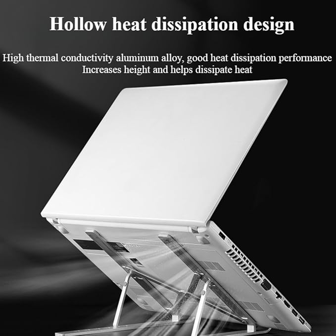 Portable Foldable Aluminum Alloy Tablet·Laptop Stand｜7 Levels of Lifting·Non-Slip and wear-Resistant·Ultra-Thin and Lightweight·Essential for Office·Home·Travel·Students (Black,Aluminum Alloy)